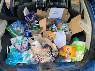 Photo of donations from B3Living colleagues