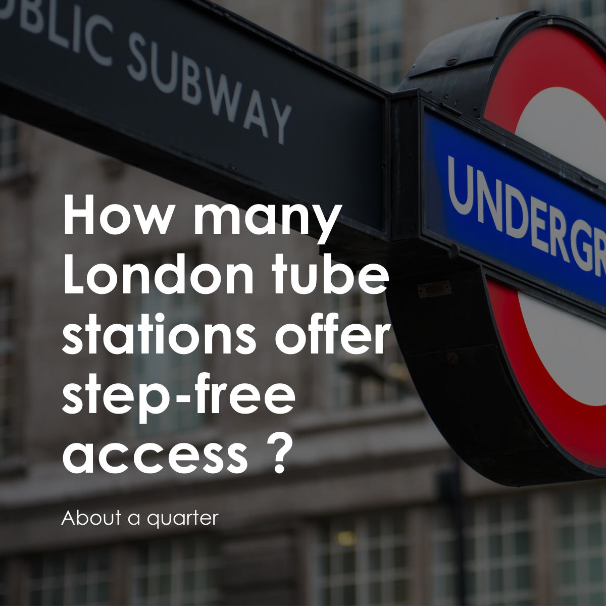Image reading "How many  London tube stations offer step-free access? About one quarter"