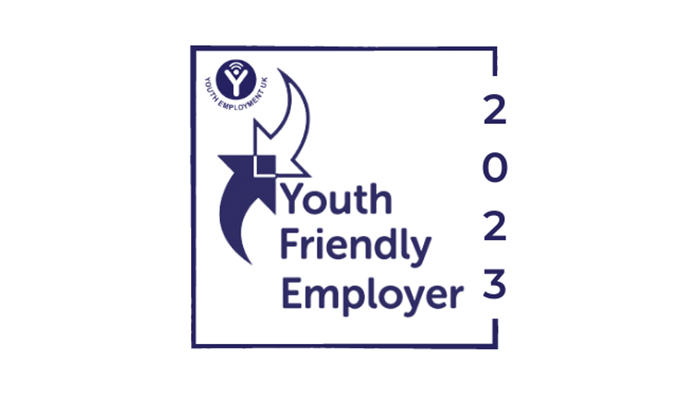 Logo that reads "Youth Friendly Employer 2023"