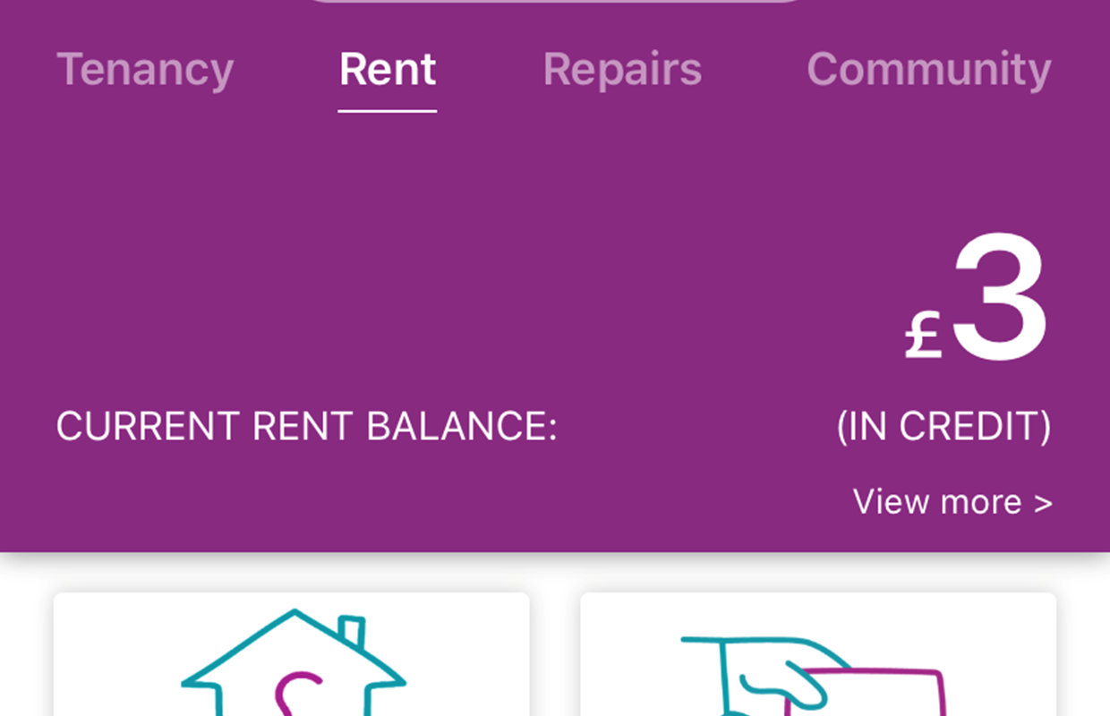 Mobile view of current balance on account