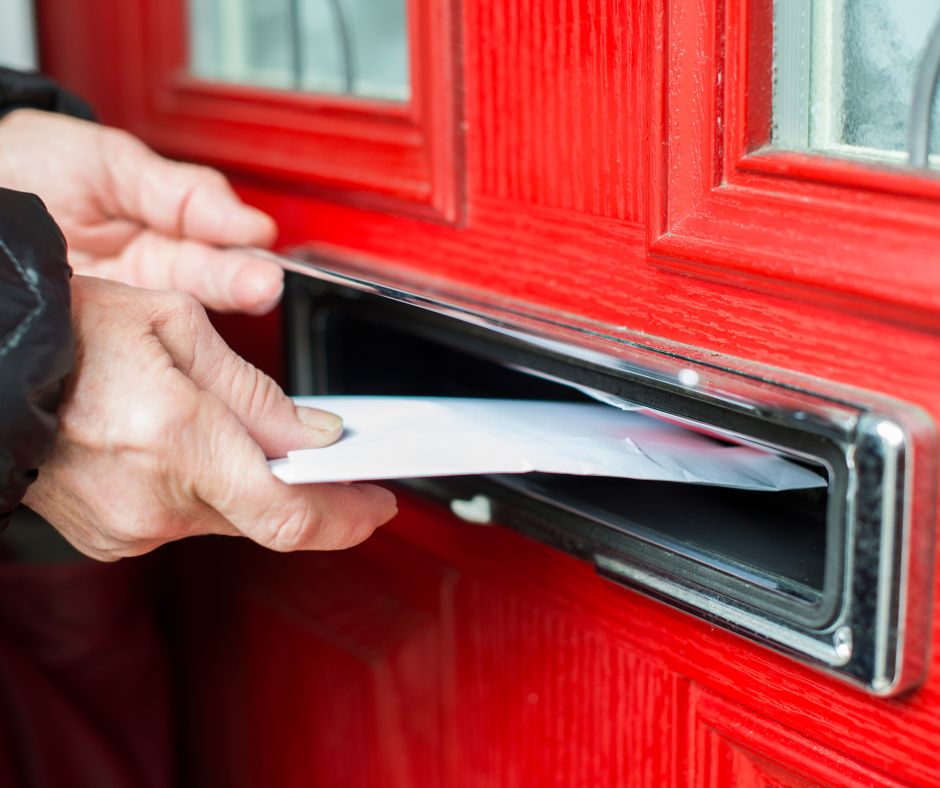 letter posted through door box