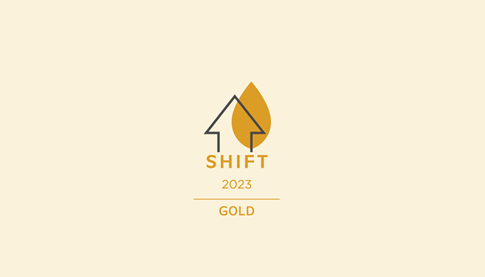 We’ve received a SHIFT Gold award for sustainability in our homes!