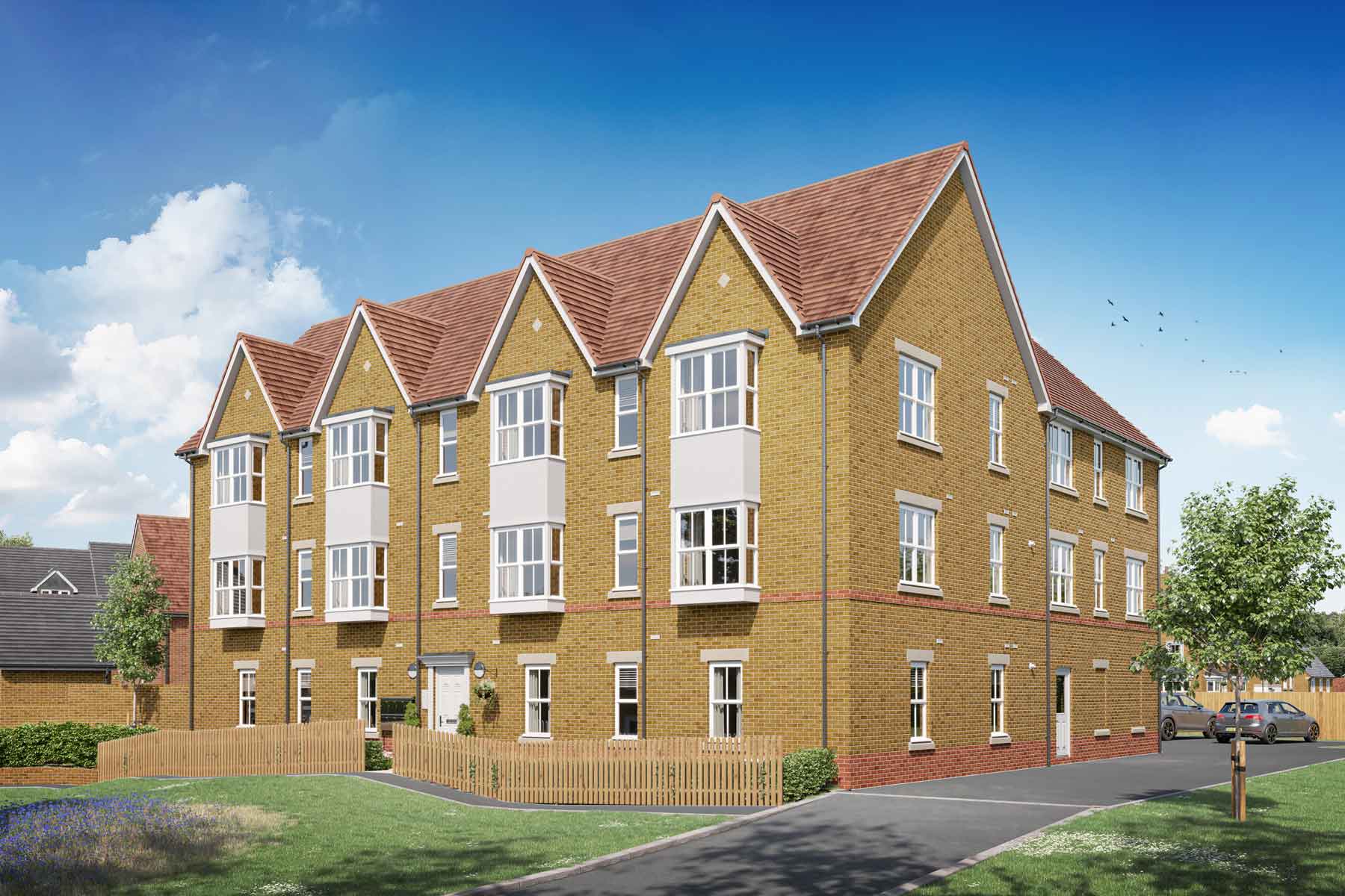 CGI image of three-story block of flats