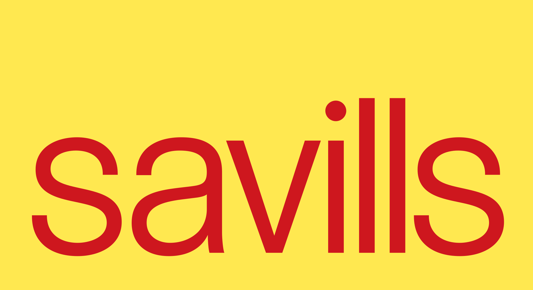 Savills logo - the word 'Savills' in red text on a yellow background